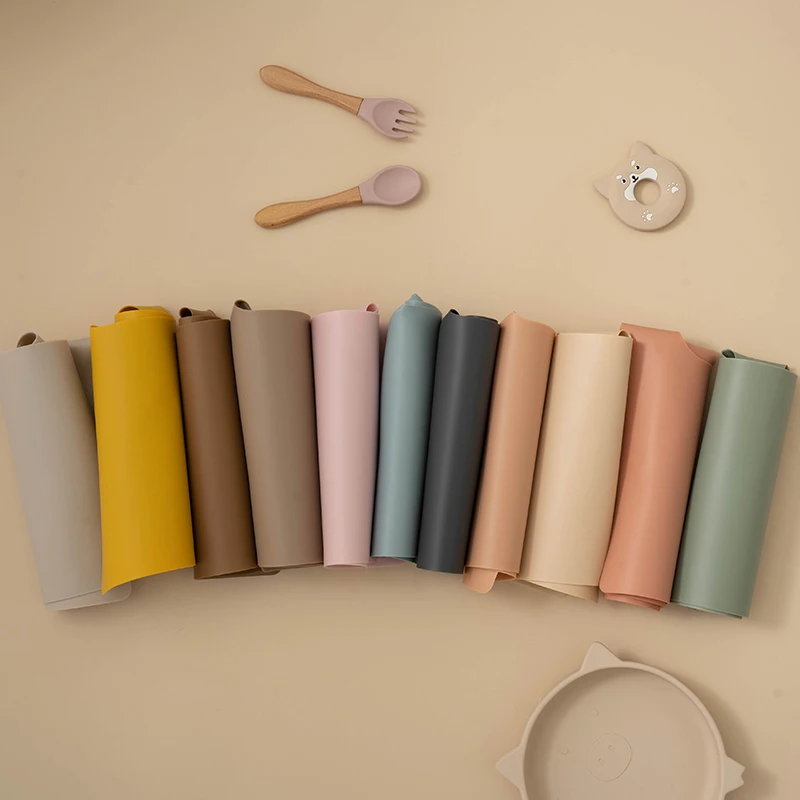 مفرش أطفال مقاوم للماء من السيليكون لكرسي مرتفع وأدوات مائدة للأطفال الصغار وأدوات المطبخ سهلة التنظيف وحصائر الطاولة ومستلزمات تغذية الأطفال #2