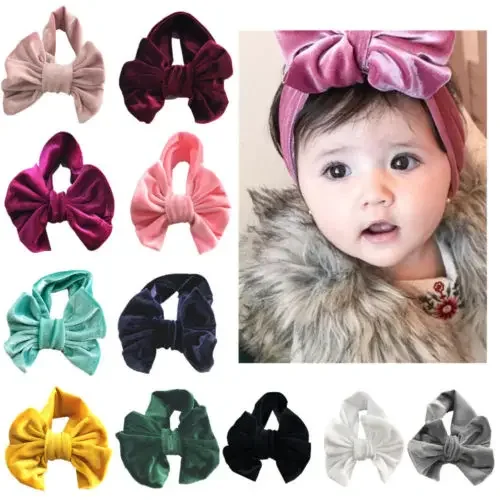 Baby Girl Toddler Kids Velvet Bow Hairband Headwear Turban Knot Hairwear Girls Baby Princess Cute Headband Head Wear Hairwear