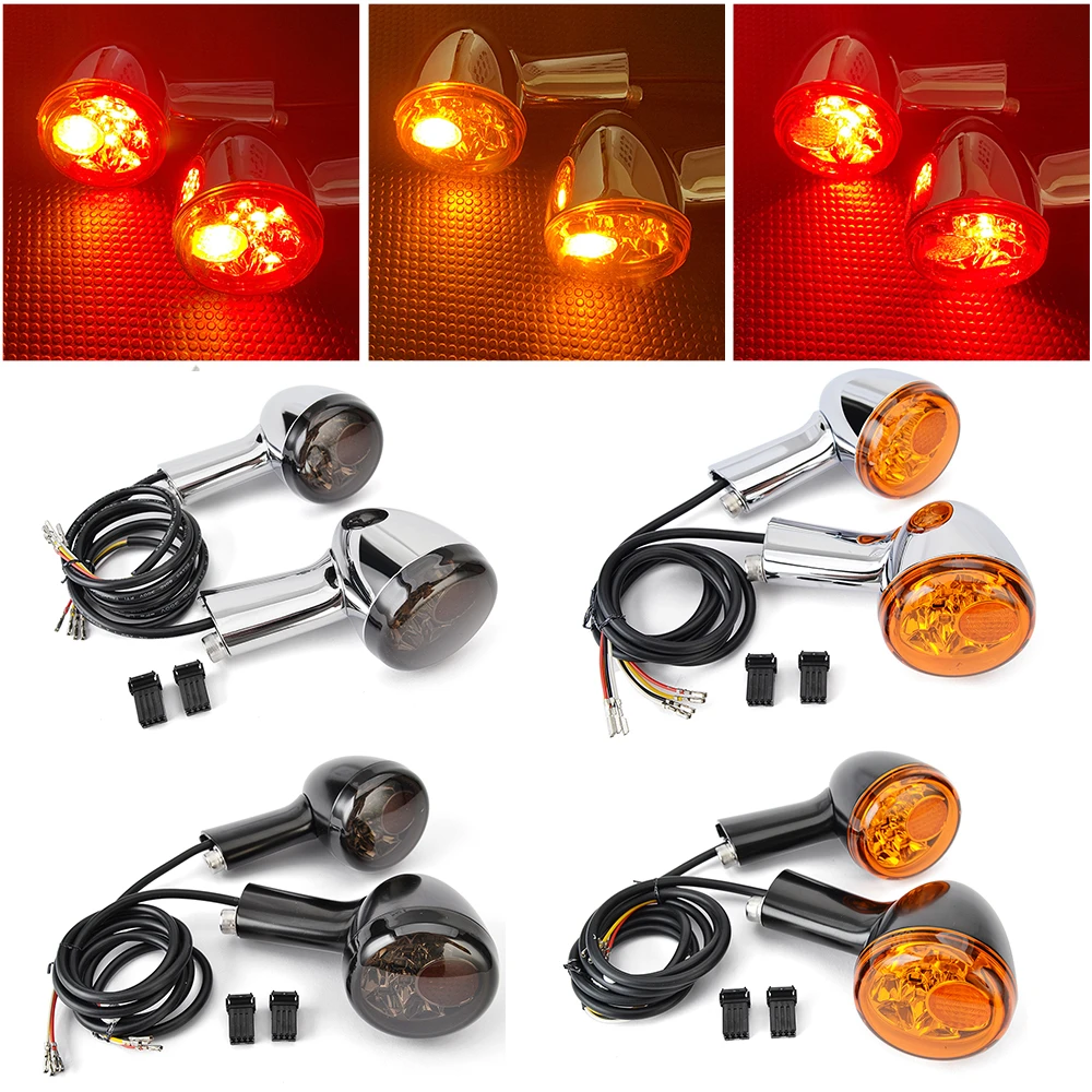 

Universal Motorcycle LED Turn Signals Mini Front Rear Blinkers light For Harley Sportster XL883 XL1200 Cafe Racer