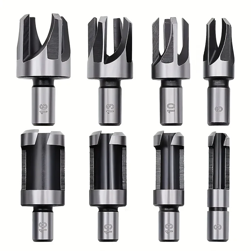 8-piece High Carbon Steel Wood Hole Plug Cutter Set - Perfect for Woodworking Hole Saw Cutting (1/4, 3/8,1/2, 5/8)