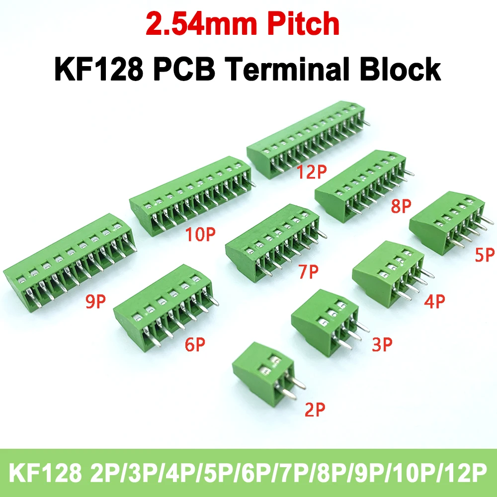 2.54mm Pitch KF128 PCB Wiring Terminal 2-12Pin Screw Terminal Block Connector for Wires 26-18AWG KF128 2.54mm PCB Terminal Block image 2