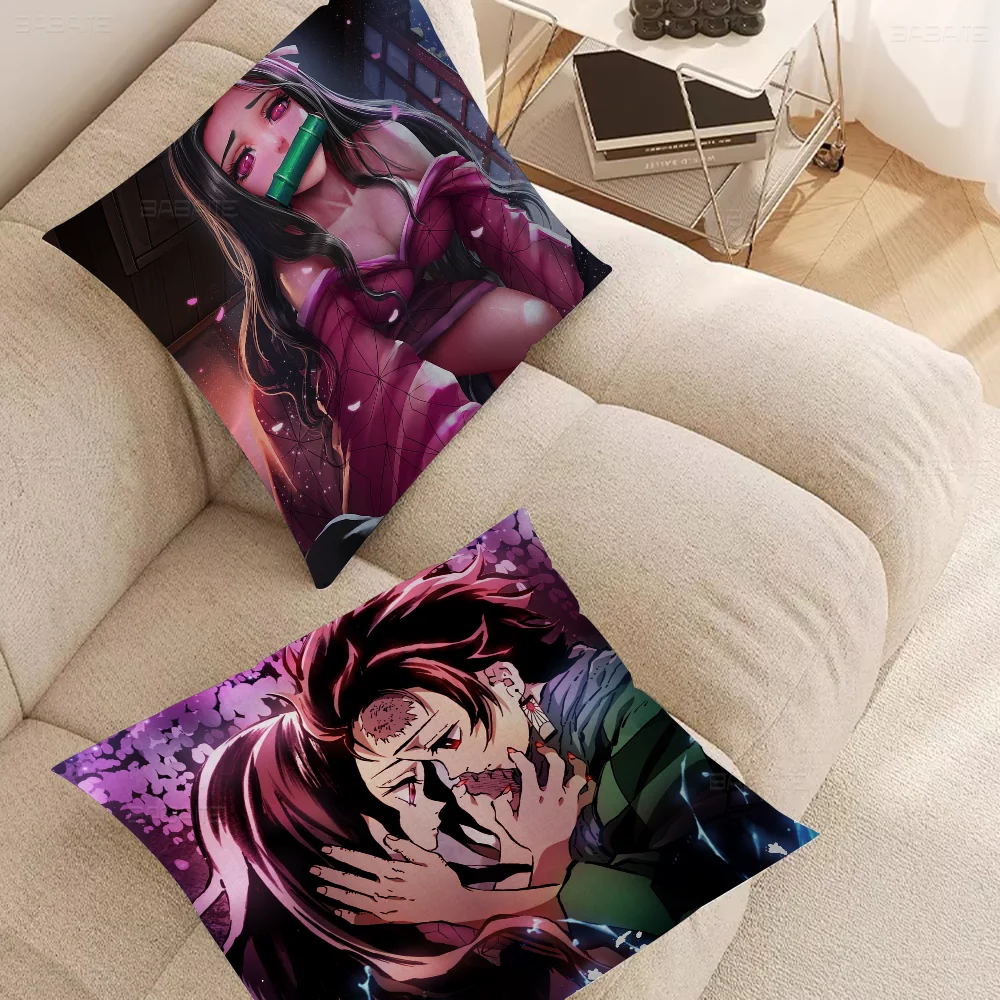 Anime Demon Slayer Kamado Nezuko Cushion Cover Pillow Cover Decor Pillowcase Printed Cushion Case For Couch