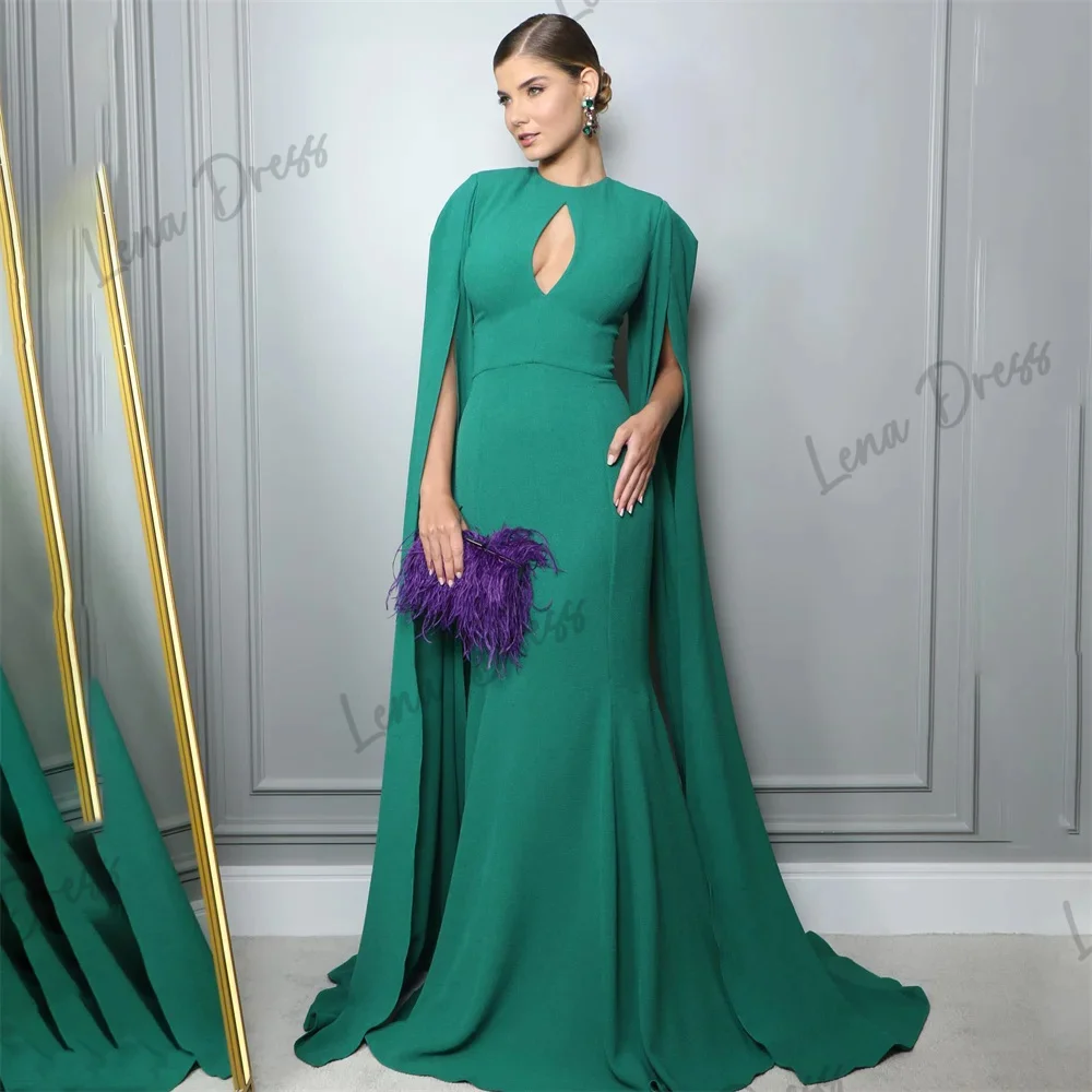 

Lena O neckline fishtail sexy formal dress chiffon party dress wedding sleeveless special occasion dress with shawl robe evening