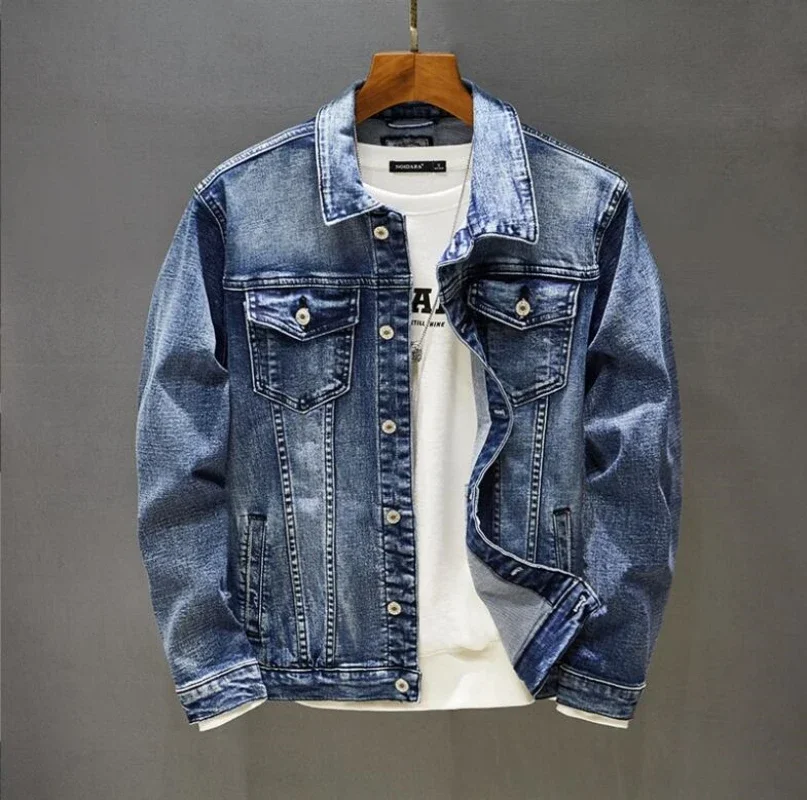 2023 Jacket Men's Casual Cotton Denim Jacket Masculina Slim Washed Retro Classic Blue Jacket Coat Male Men Clothing