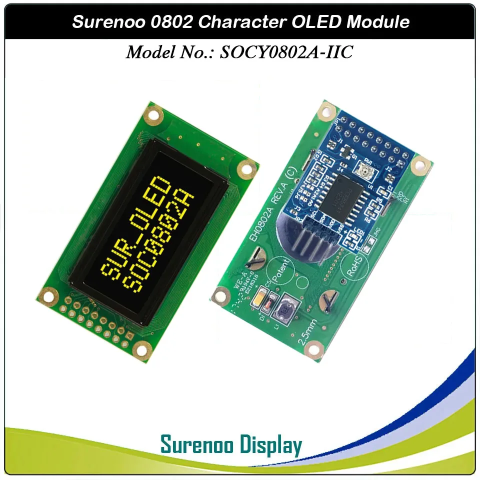 Real OLED Display, 0802 Parallel OLED Compatible 802 8*2 Character LCD Module Display LCM Screen build-in WS0010, Support SPI