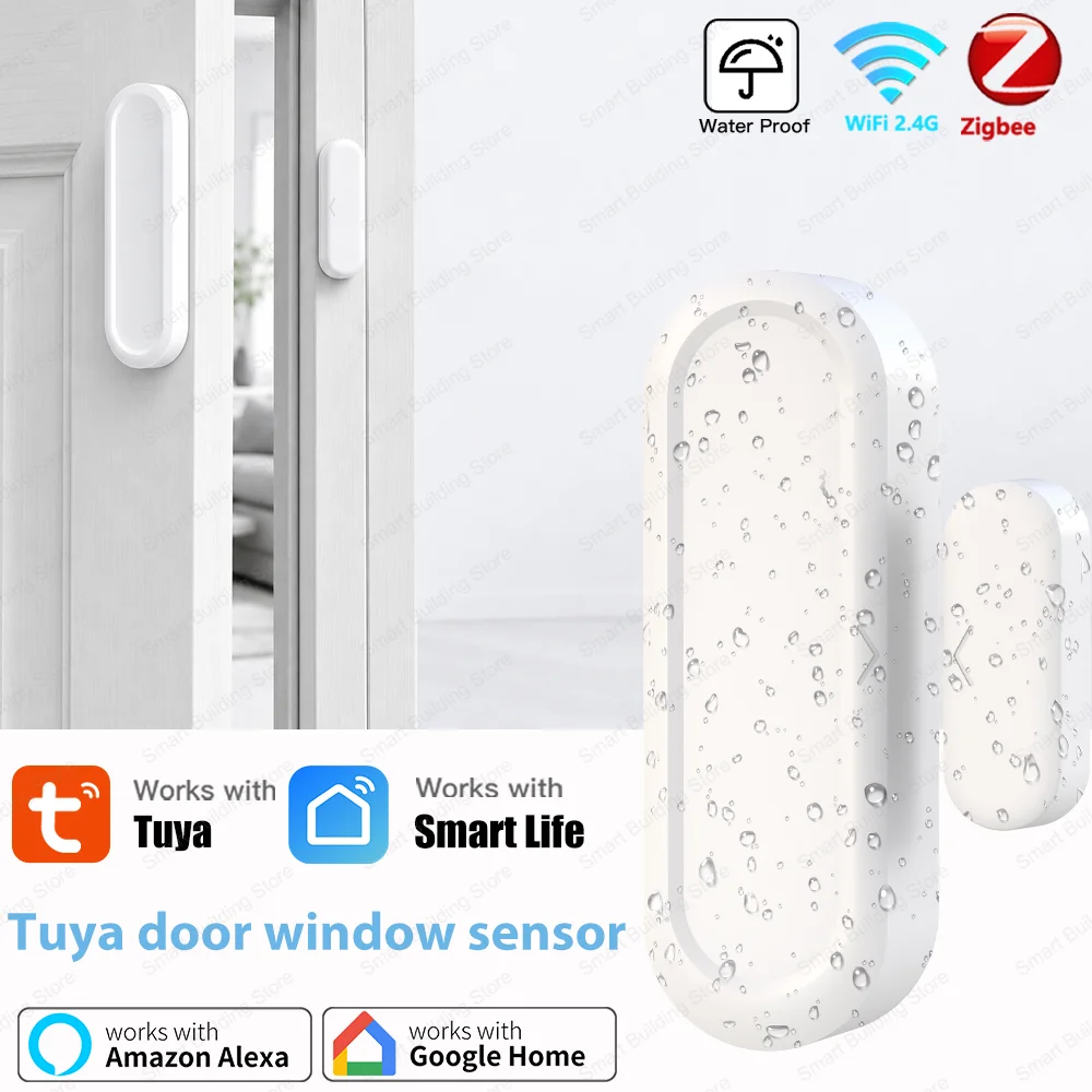 Image of IP65 Tuya Zigbee WLAN Tür- und Fenstermagnetsensor Drahtlose Verbindung Smart Home Schutz Wasserdichte Türdetektoren Automatisierung