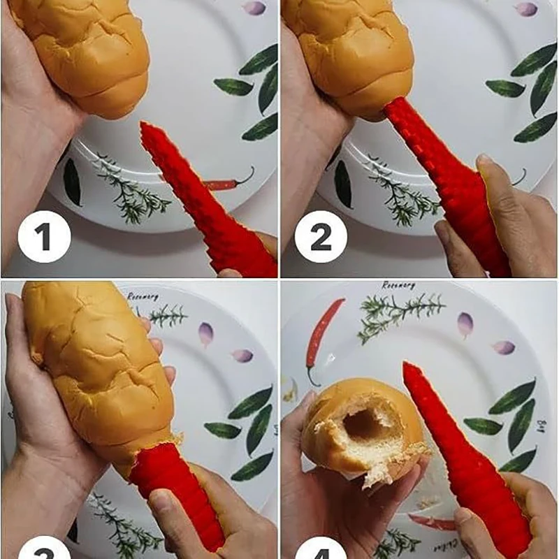 Bread Driller Hot Dog Bun Driller ABS Non Stick Hot Dog Bread Drilling Tool for Kitchen Camping BBQ Party Hot Dog Bread Driller