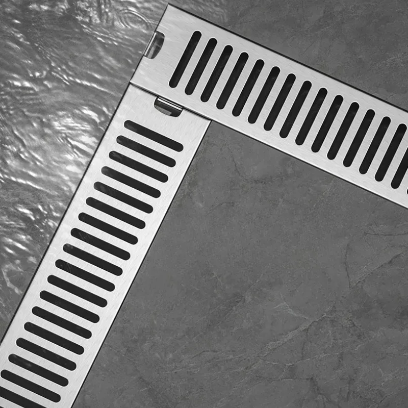 غطاء تصريف أرضي بشريط طويل من الفولاذ المقاوم للصدأ 304، خندق تصريف غرفة الاستحمام السميك، المجاري فقط مع غطاء تصريف الأرضية