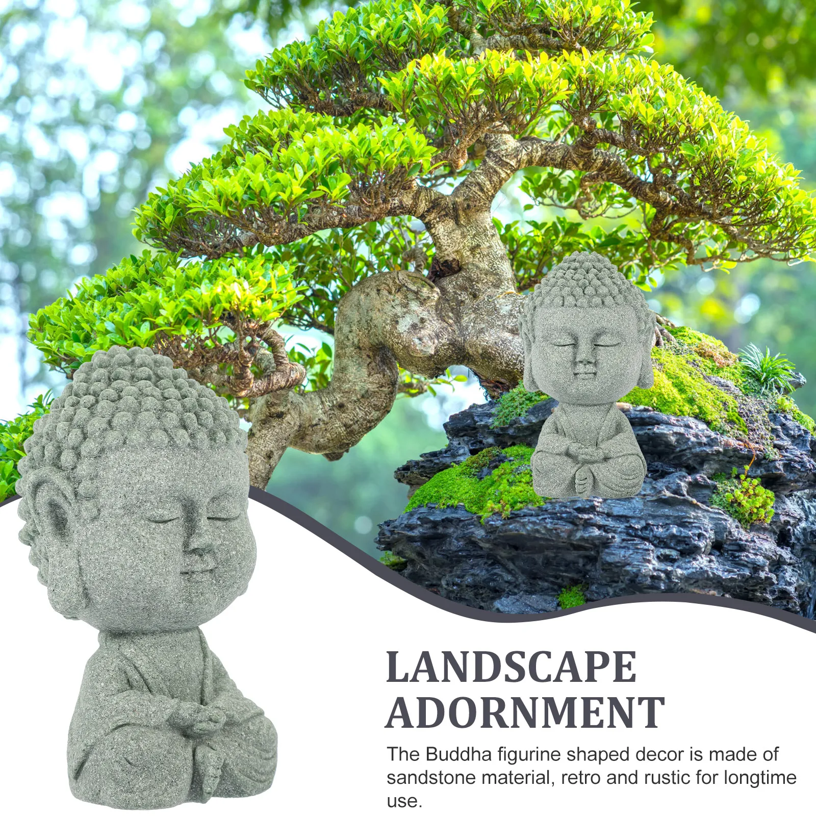 

Retro Sandstone Buddha Statue Desktop Small Buddha Sculpture Exquisite Buddhist Desk Decor Home Office Ornament