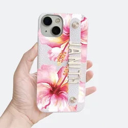 Personalized Customized Metal Name Letter Leather Case For Iphone 15 pro max 14 13 Pro Max 12 16 11 kafr letters Luxury Covers
