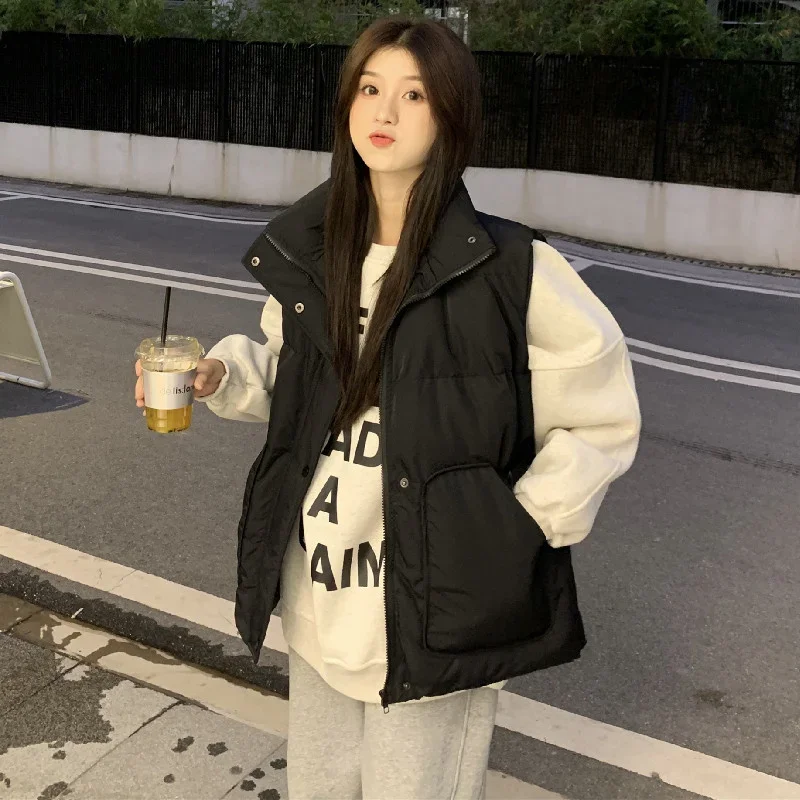 Fanan صدرية نسائية شتوية دافئة سترات مبطنة بالقطن صدريات رفيعة وسميكة للسيدات بلون سادة قطع علوية ناعمة أساسية للسيدات