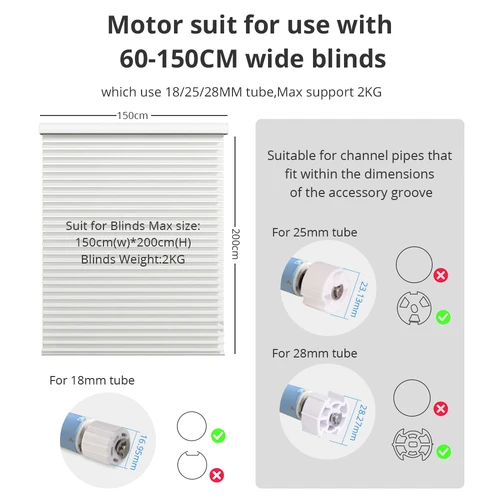 Imagen 2 del producto Motor Inteligente para Persianas Enrollables, Motor Eléctrico Recargable Zigbee para Tubos de 18, 25 y 28 mm, Compatible con Alexa y Google
