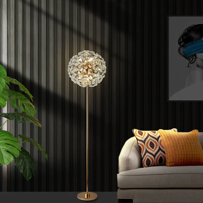 Imagem -04 - Simples Modern Starry Crystal Floor Lamp Living Room Bedside Lamp Nordic Dandelion Quarto Bedside Lamp Sun Flower Table Lamp Personality Bedside Lamp