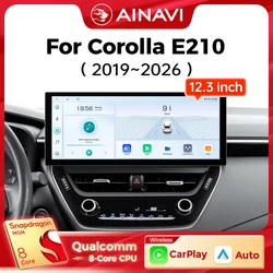 Ainavi 12.3 Inch For Toyota Corolla 2019 2020 2021 2022 2023 E210 2K Wireless Carplay Android Auto Radio Car Multimedia Player