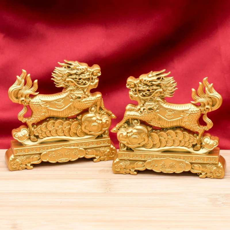 Chinese Style Ruyi Nafu Qilin Ornament Office Living Room Wine Cabinet Home Decoration Metal Craft Housewarming Gift