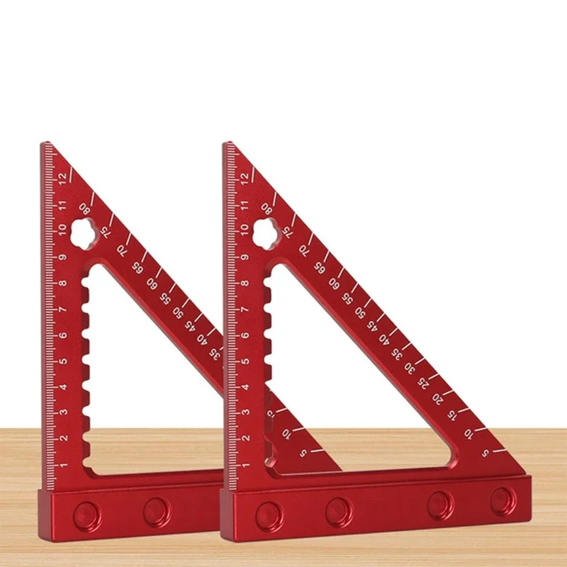 Aluminum Alloy Woodworking Triangle Ruler with Doble-sided Scale Carpentry Square Right Angle Ruler Carpentry Tool