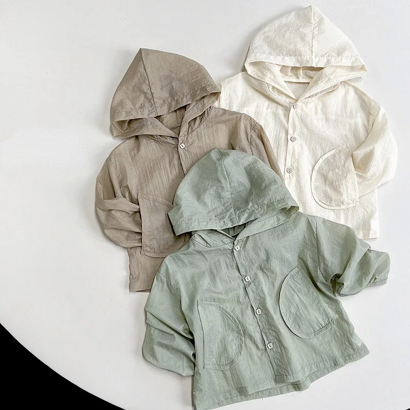 Summer Children Thin Long Sleeve Hooded Coat Kid Boy Outdoor Sunscreen Tops Girl Baby Casual Zipper Jacket Toddler Clothes