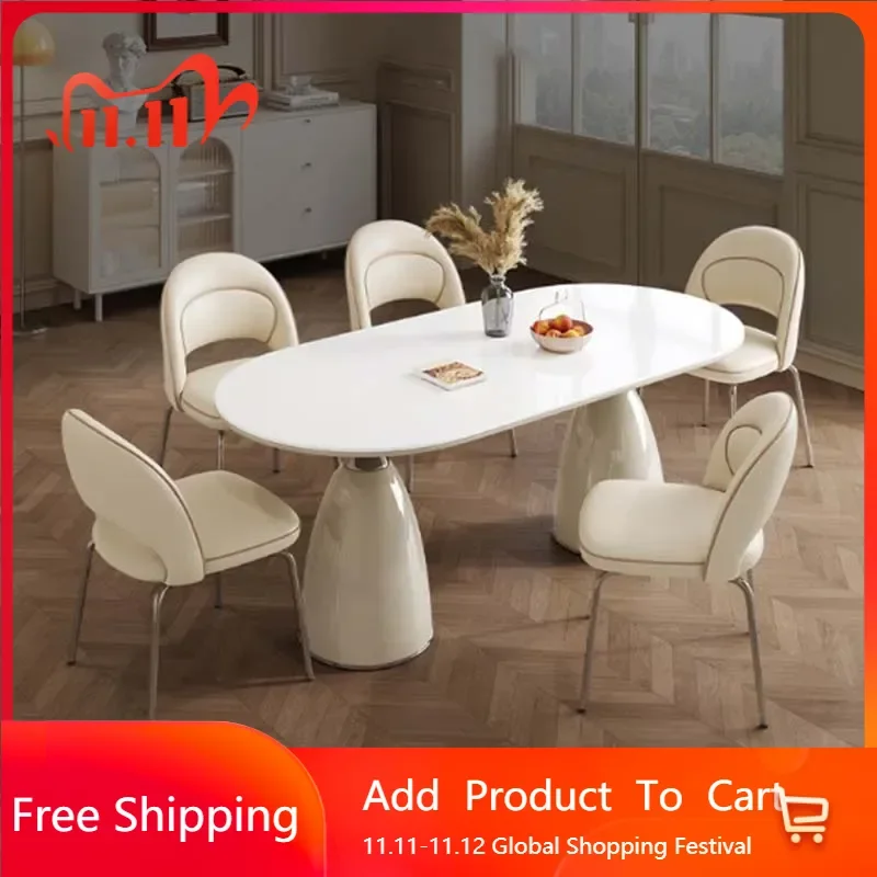 

Kitchen White Luxury Table Unique Metal Design Nordic Dining Table Restaurant Mesas Bistro Organizer Muebles Hotel Furniture