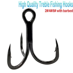 30 Hooks per Pack Black Nickle Short Shank Cutting Blade Forged High Quality Treble Fishing Hooks Fishing Tackle