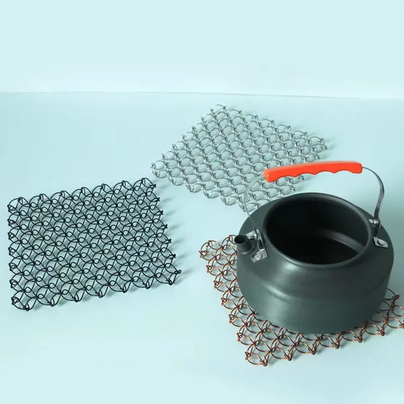 

Outdoor Spring Insulated Mat 304 Stainless Steel Coaster Heat Insulation Pad Trivet Mat for Hot Dishes Pots and Pans for Camping