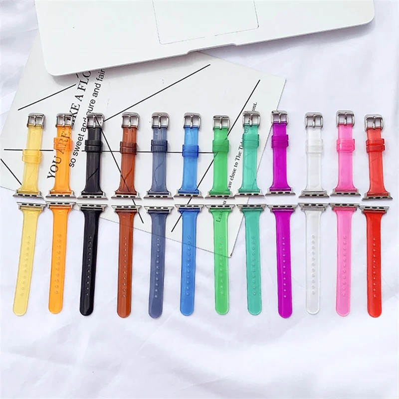 Jelly Silicone Stylish Simplicity Watch Strap for Apple Watch (42MM/44MM/45MM 38MM /40MM /41MM) Soft Fit Multi-color