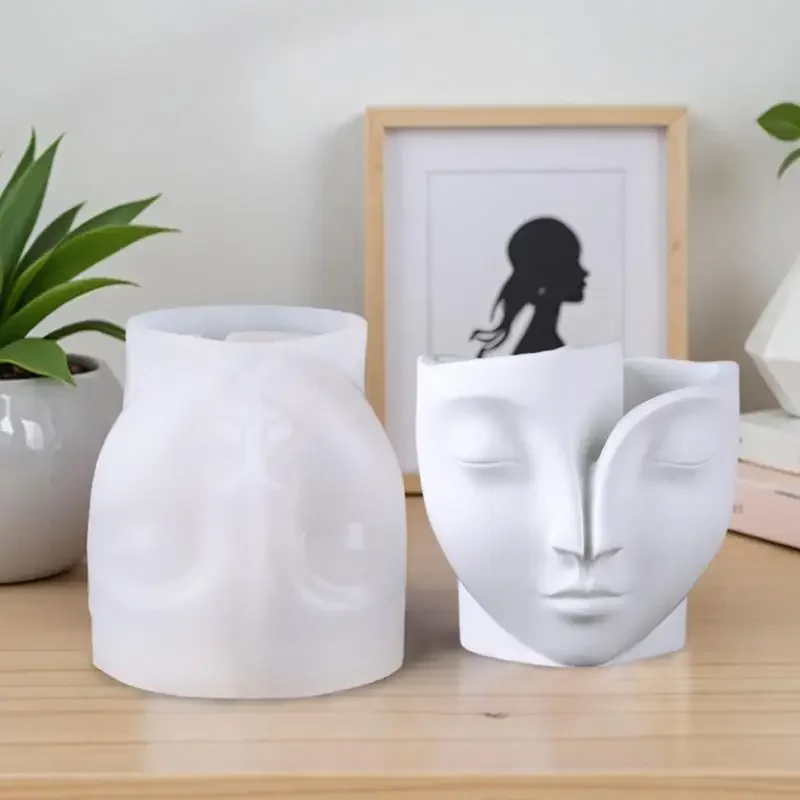 

Human Face Silicone Mold Flower Pots Moulds Resin Craft Moulds Concrete Planter Molds Jewelry Making Supplies