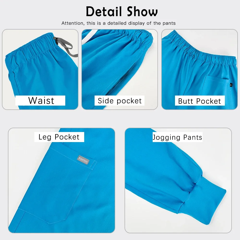 Multicolor High-quality Clothes Women Medical Surgery Workwear Doctor Nurse Scrubs Set Pocket Tops+Jogging Pants Nursing Uniform