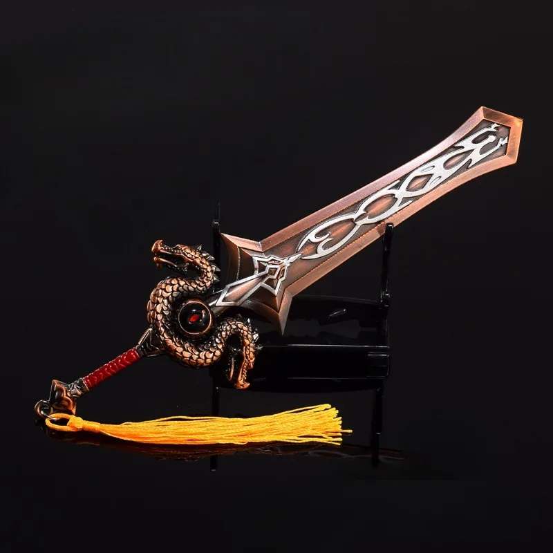 22cm greatsword of the Brotherhood World of Warcraft พวงกุญแจโลหะอาวุธ ashkandi โลหะดาบสองมืองานฝีมือของขวัญของเล่น
