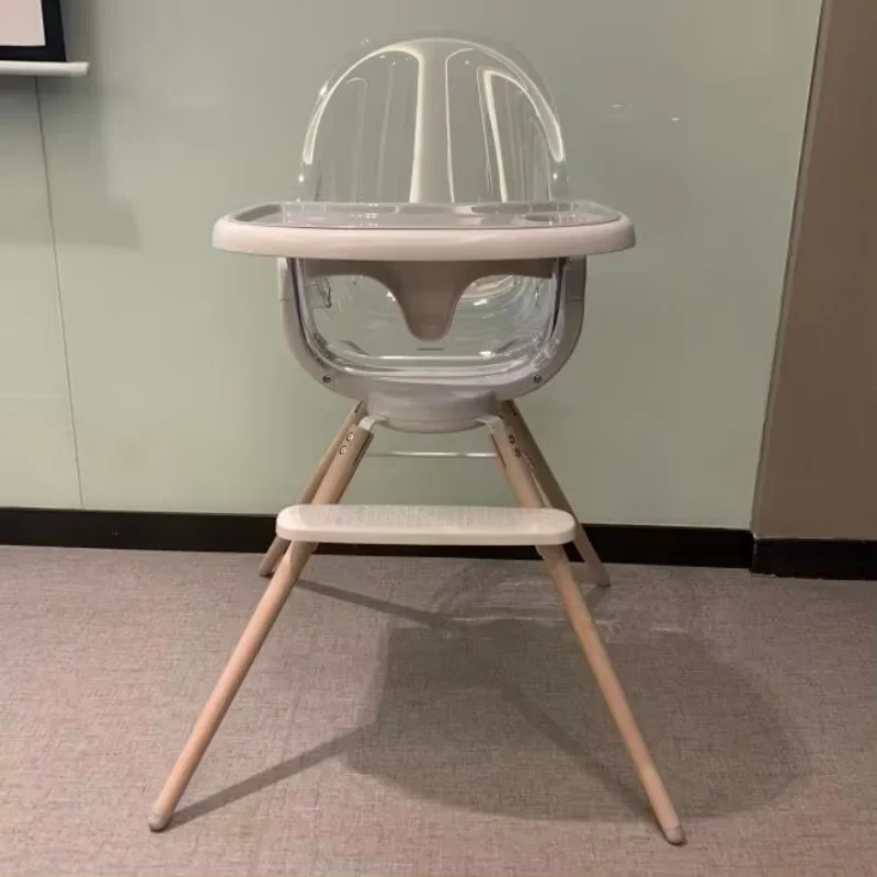 Multi-functional wooden legs baby high chair PC clear seat kids chair rotatable baby feeding chair