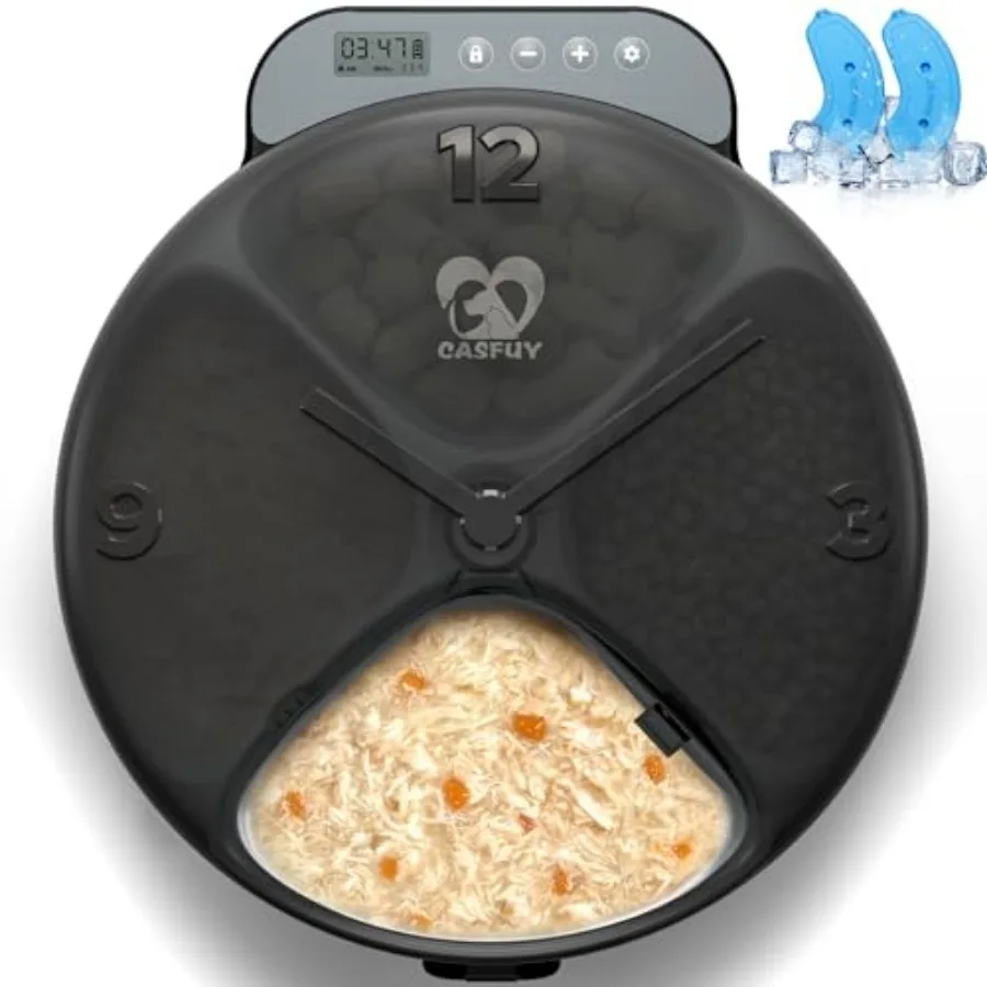 

Battery-Operated Automatic Cat Feeder - Whisker Friendly Automatic Cat Food Dispenser for Wet Dry Food Cordless 4-Meal Auto Fee