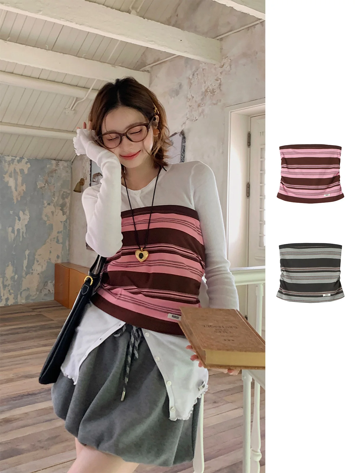 

Топ-бюстье REREK в полоску, повседневный, с цветными вставками, женский, премиум-коллекция, весна-лето-осень