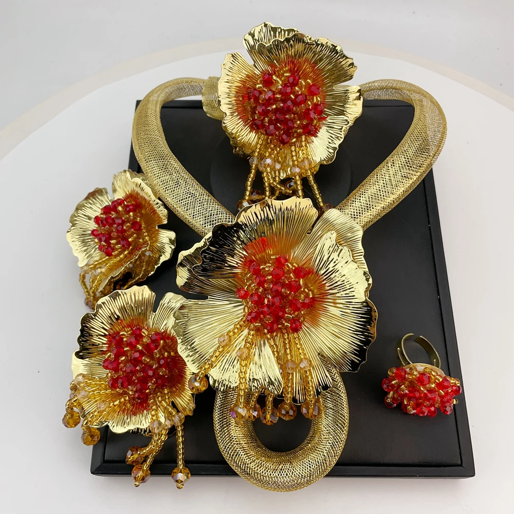 

EMMA Brazilian Luxury Jewelry Sets For Women Dubai Gold Plated African Handmade Wedding Bridal Collection Bold Necklace FHK20758