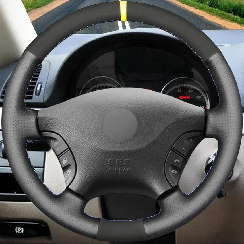 Black Artificial Suede Leather Steering Wheel Cover for Mercedes Benz Viano W639 Vito Sprinter 2003-2014 VW Crafter 2006-2016