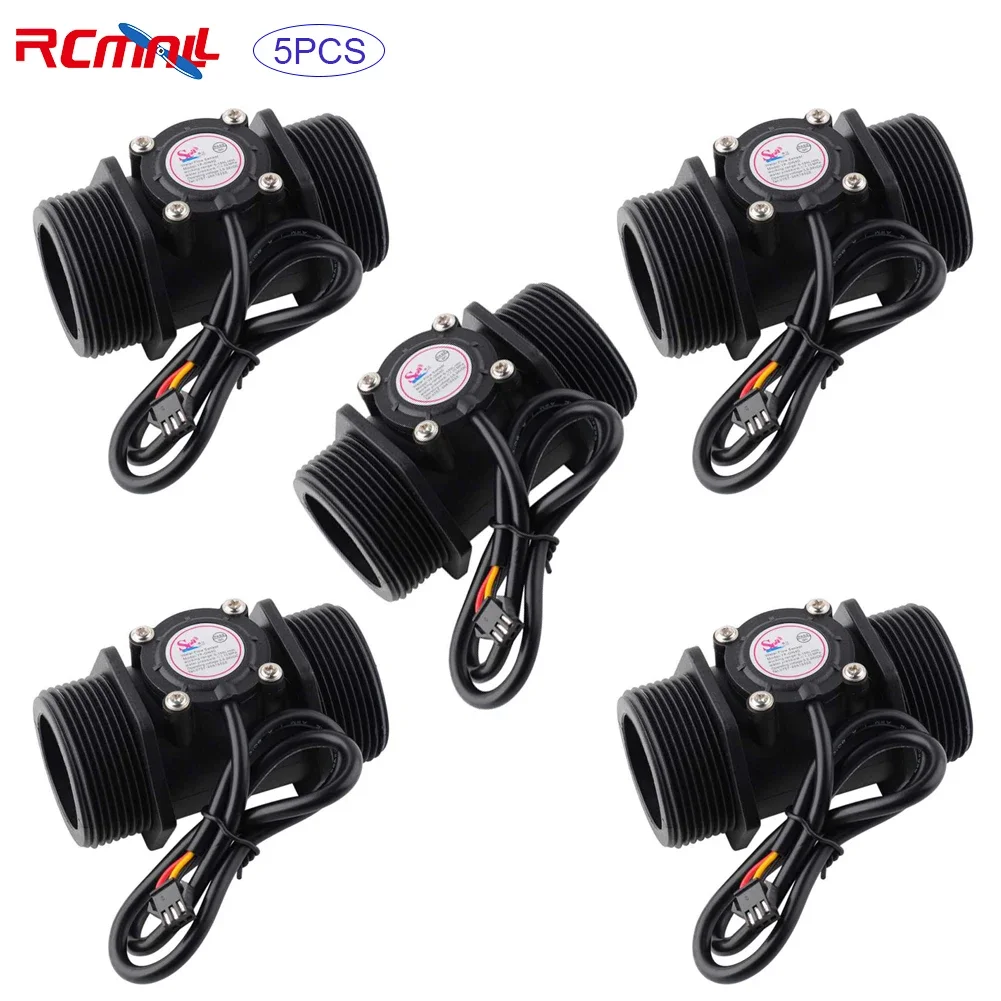 

RCmall 5PCS DN40 G1.5" Water Flow Sensor Hall Effect Sensor Switch Gauges Flowmeter Counter Black 3.5-12V or 7-24V Optional