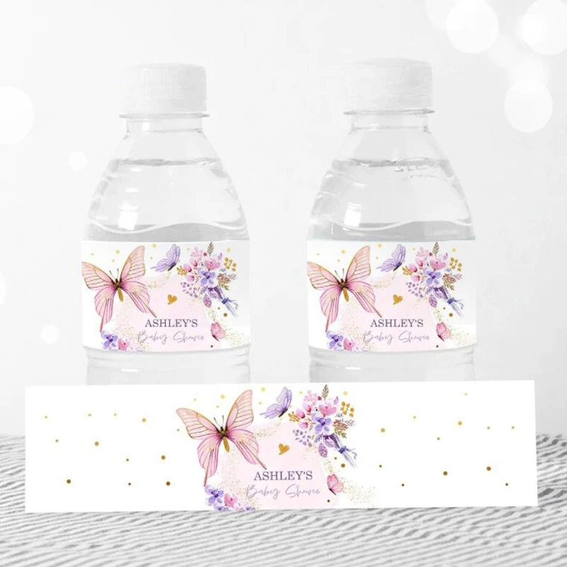 

Sticker Custom Personalized Floral Wedding Water Bottle Labels, Birthday, Anniversary.24pcs