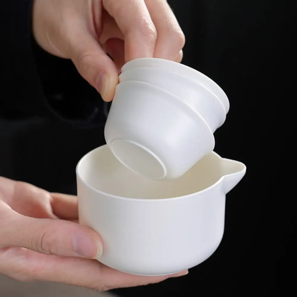 

1 Pot 3 Cups Portable Travel Tea Set Disposable Integrated Storage Teapot Set Plastic Camping Tea Set Household