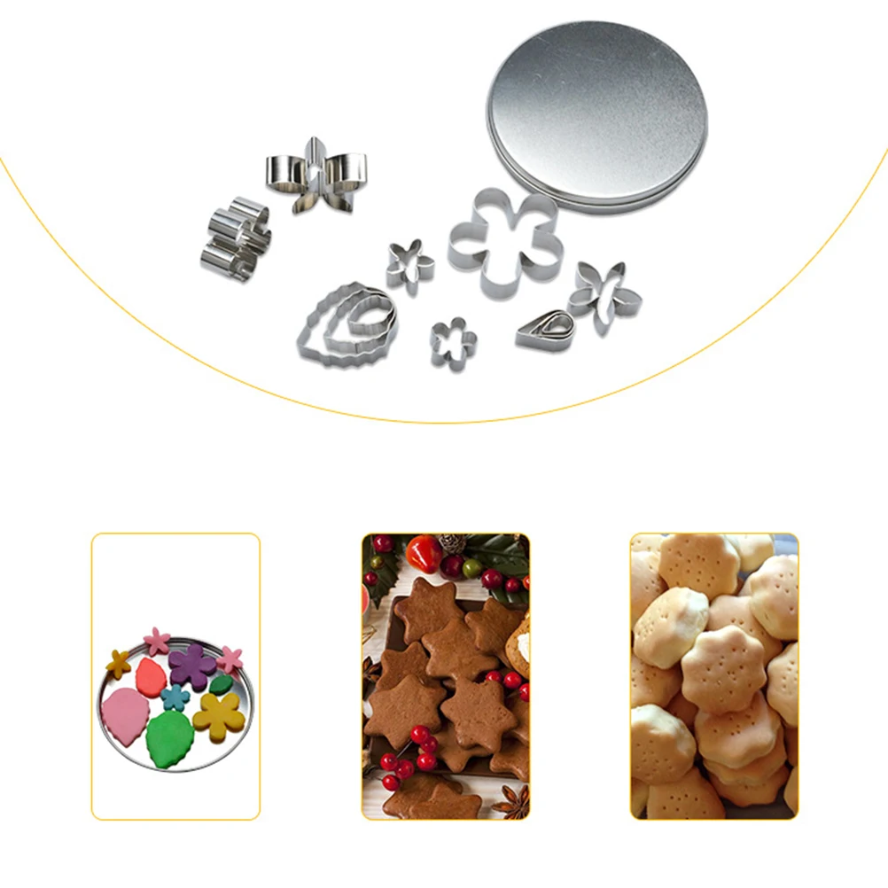 

12pcs 304 Stainless Steel Cookie Cutters Flower Water Drop Baking Tools For Fondant Dough Fruit Cheese Craft Projects Diy