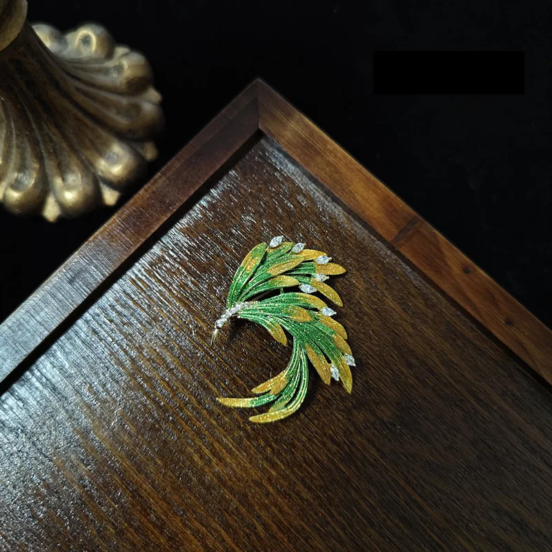 925 Sterling Silver Jewelry Luxury Crystal Enamel Phoenix Brooches for Women Wedding Party Jewelery for Girls Friends Gift 4