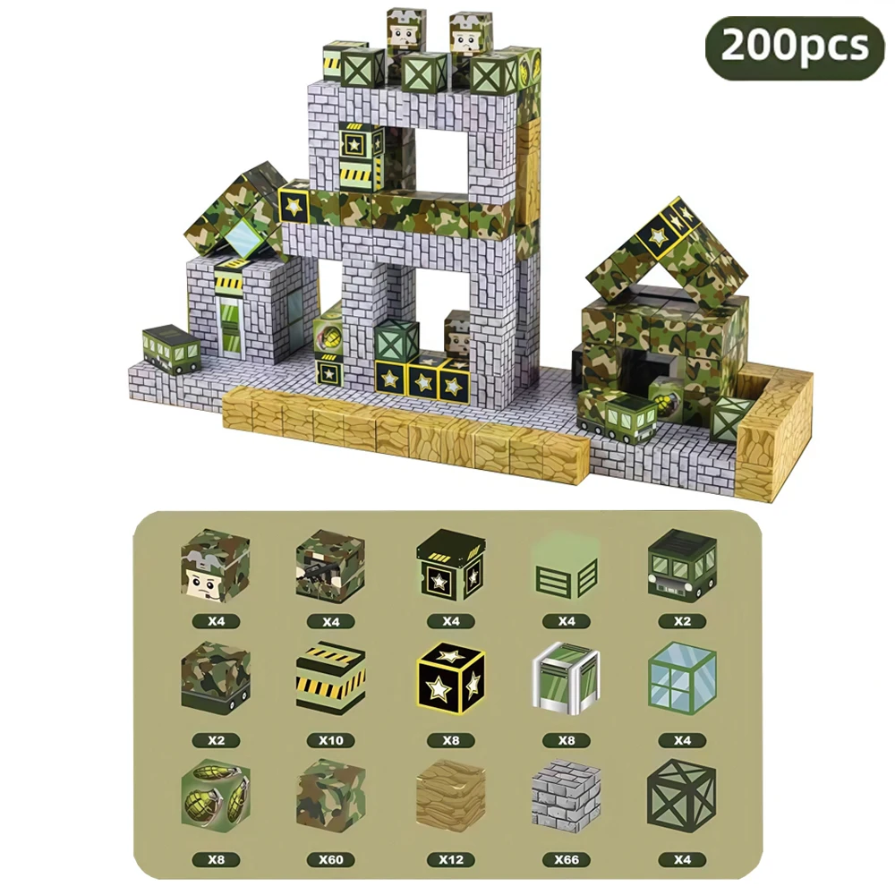 Kreative Militär Thema Magnetische Bausteine Ziegel Berühmte Szene Welt Modell Set DIY Kinder Bildung Montage Spielzeug Jungen Geschenke