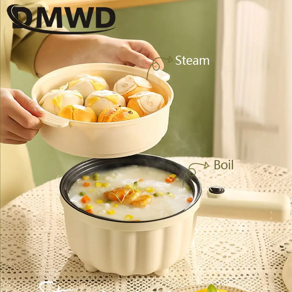 DMWD Cơm Điện 2L Cháo Mì Súp Nấu Máy Ăn Sáng Máy Làm Mini Skillet Multicooker Lẩu Chảo Chiên