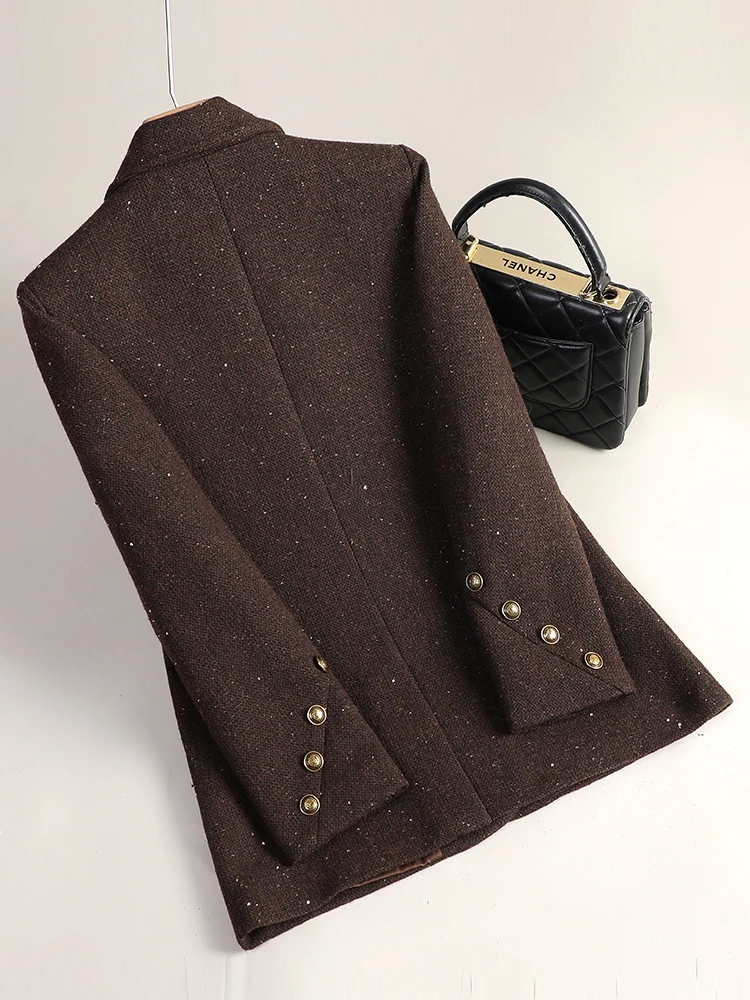 Design Sensation  Woolen Suit Jacket Women's Autumn Winter New Fashion Commute Casual Sequin Office Place Coat