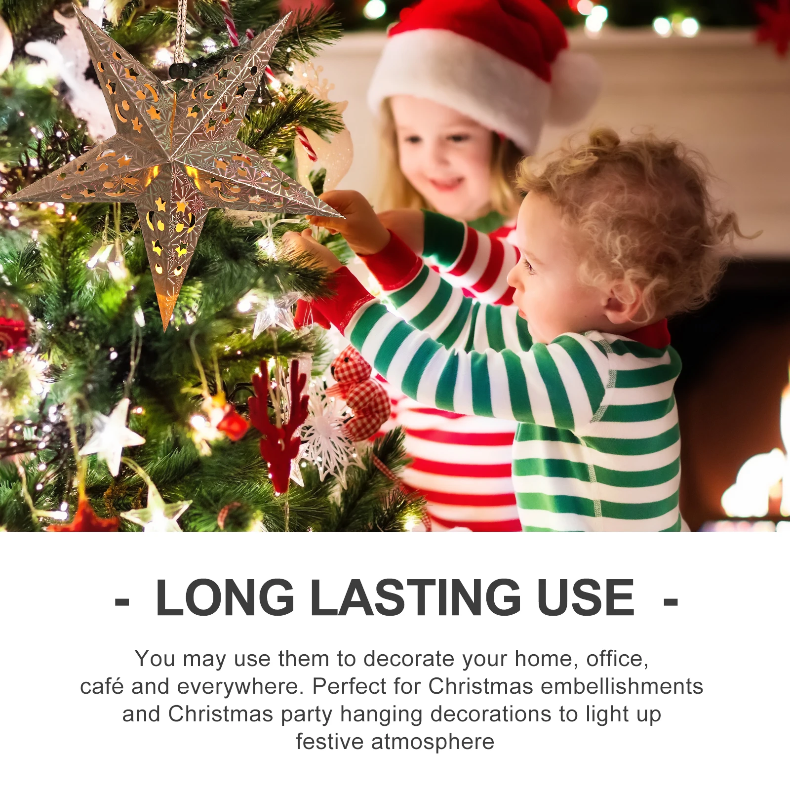 

1 set Pentagram Hanging Light Christmas Ornament Paper Decorations Star Pendant Lamp for Home Festival Decoration Xmas Gift Easy