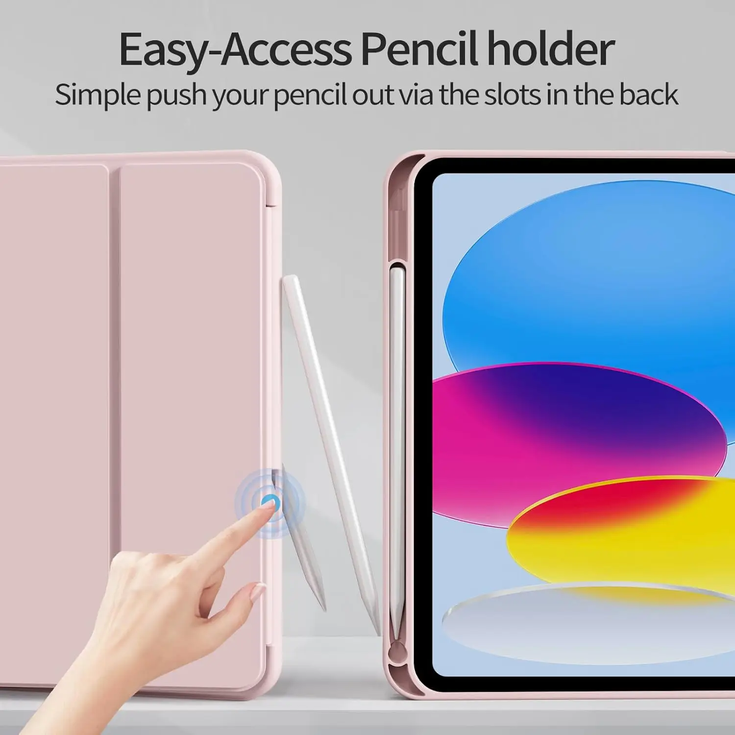 حافظة لجهاز iPad (A16) الجيل 11th/10th (11/10.9 بوصة، 2025/2022) مع حامل قلم رصاص، غطاء ذكي بحامل ثلاثي الطي ونحيف من مادة TPU