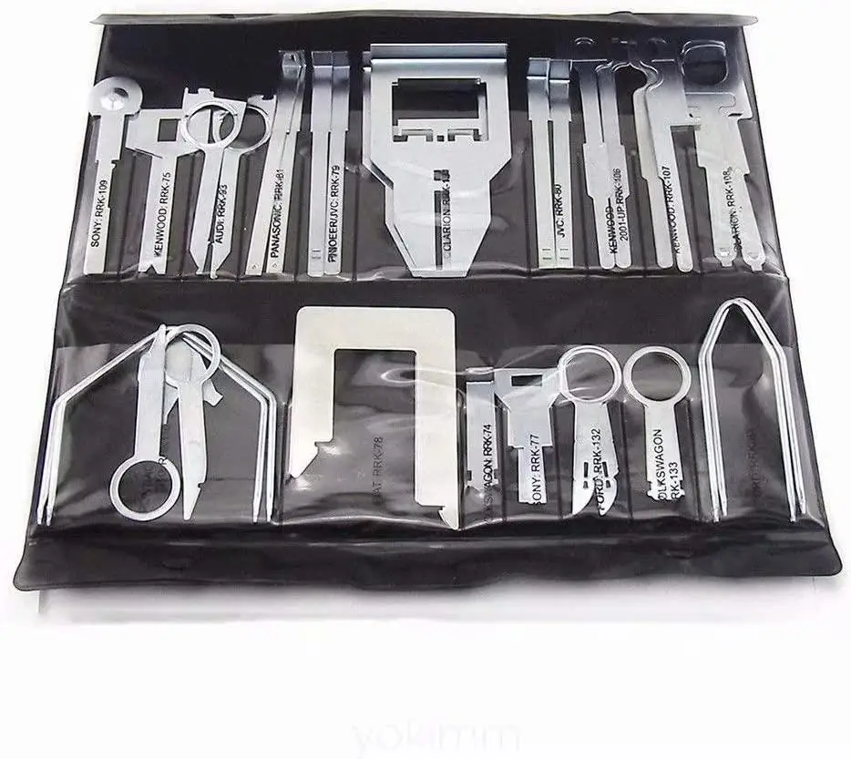 38pcs Car Audio Stereo Cd Player Radio Removal Repair Tool Kits With Sturdy Pouch Auto Door Panels Interior Disassembly Tool Key