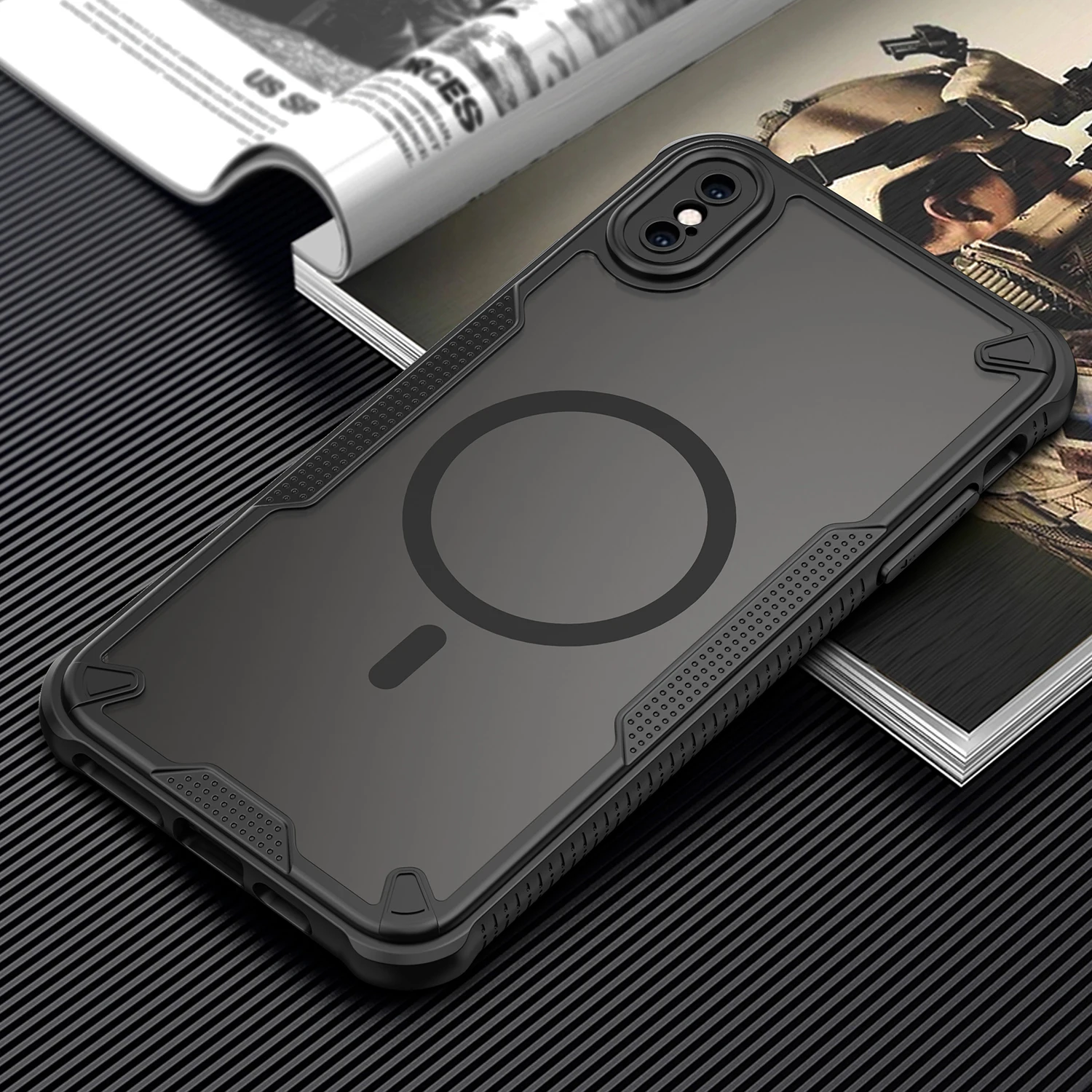 Magnetische, luxuriöse, matte, durchscheinende, stoßfeste Handyhülle für iPhone XsMax X XS XR für kabelloses Magsafe-Ladecover – Detail 10