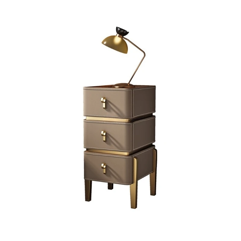 High-end light luxury, high-end sense, small and ultra-narrow, bedroom home solid wood bedside storage cabinet