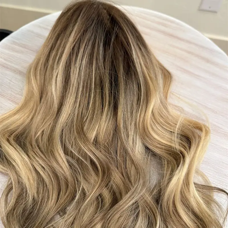 

180% Плотность Жен. Парик Ombre Коричневый Блондин Синтетический HD Парик Фронта Шнурка Короткая Волна Боб Натуральная Предварительно Сорванная Линия Волос Средний Размер