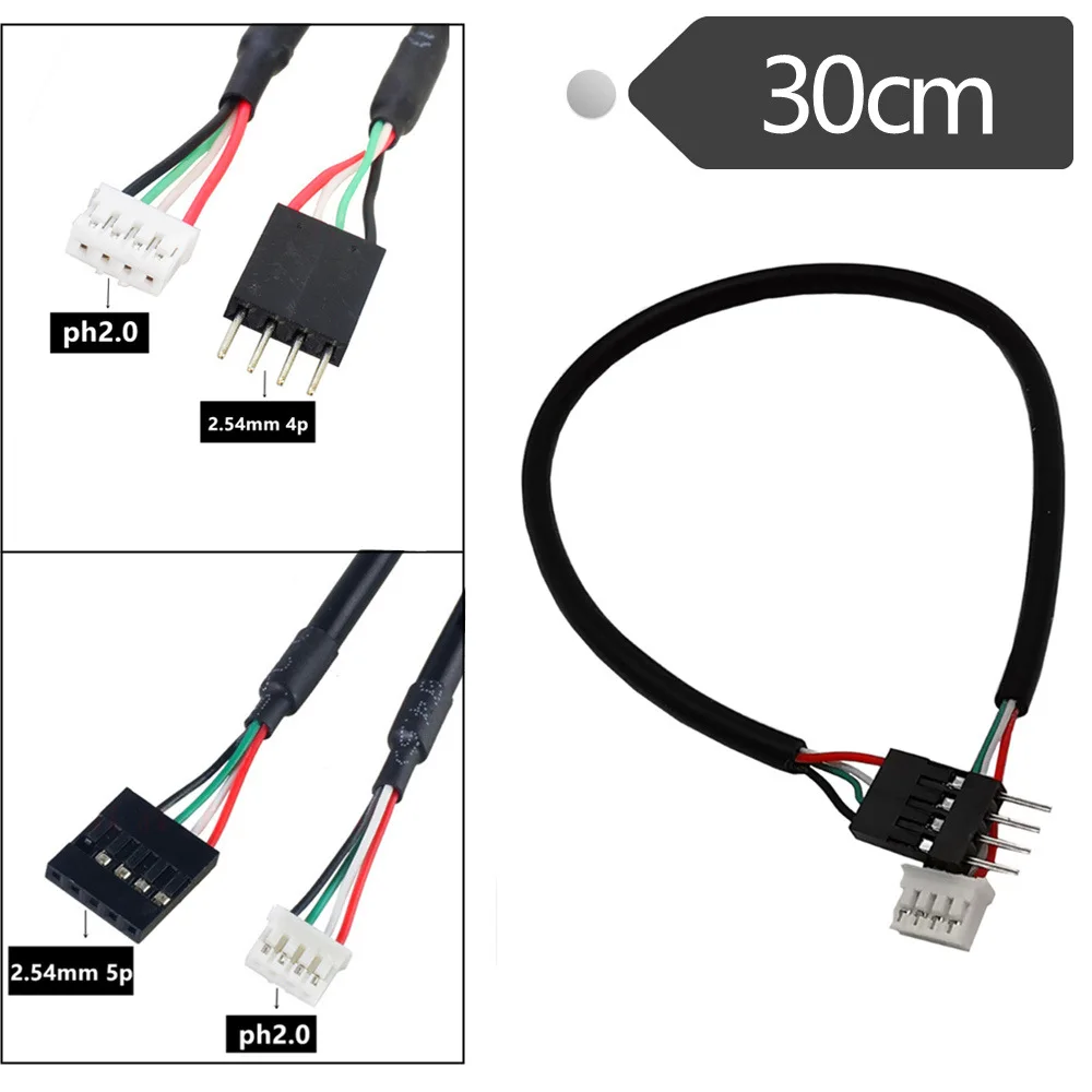 Ph2.0 Motherboard to DuPont 2.54 Cable, PH2.0 to DuPont 2.54mm 4Pin Male/5Pin Female USB 2.0 Converter Cable 30cm