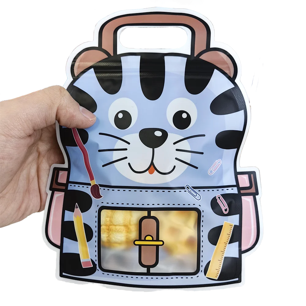 5/10/20/30 Stück Cartoon-Tiere Tigerförmiger Rucksack Goodie Bag mit Griff Geschenktüte Wiederverschließbare Kunststoff-Süßigkeitstüten für Geburtstage – Detail 4