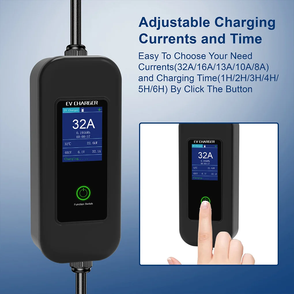 

Electric Vehicle Charger 7KW/32A EV Charger Station TYPE-2/TYPE-1/GBT Standard Charging with 2 Adapter Cables